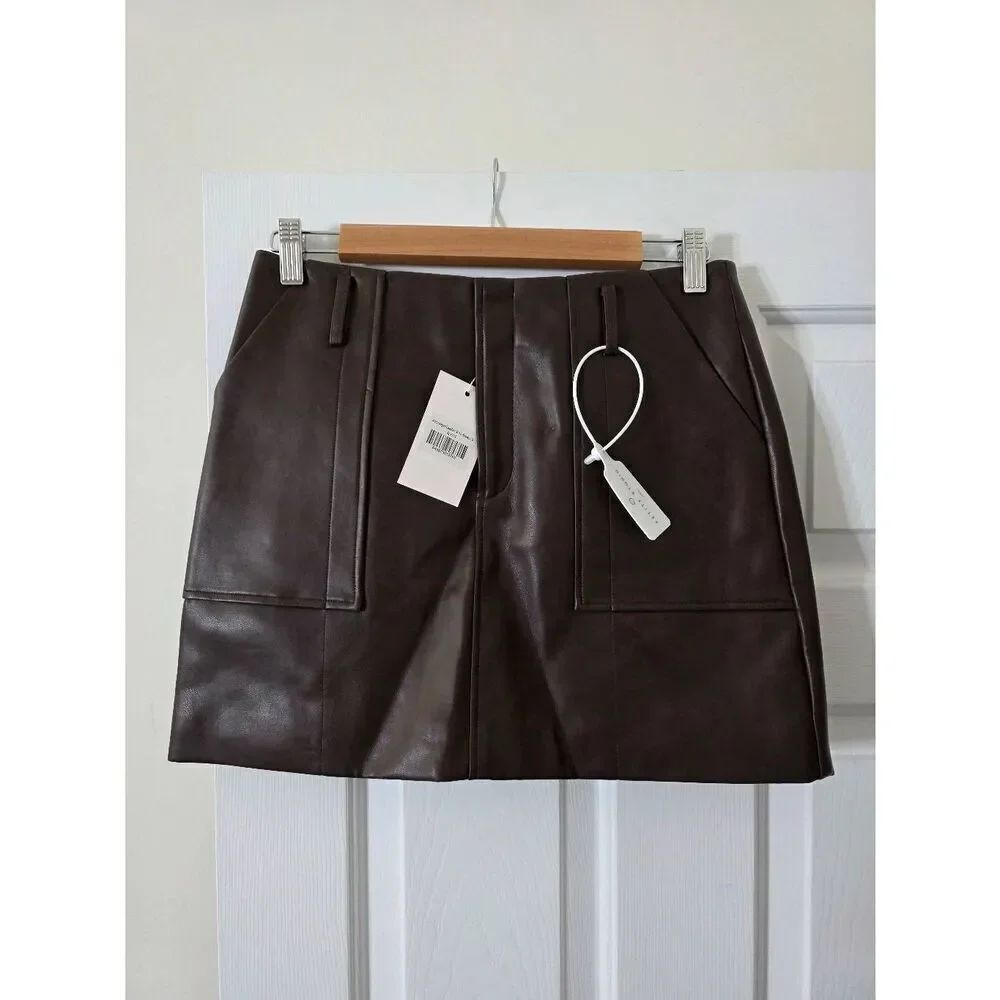 Petite Studio Andy Vegan Leather Skirt, Brown S Nwt — image 2 of 7